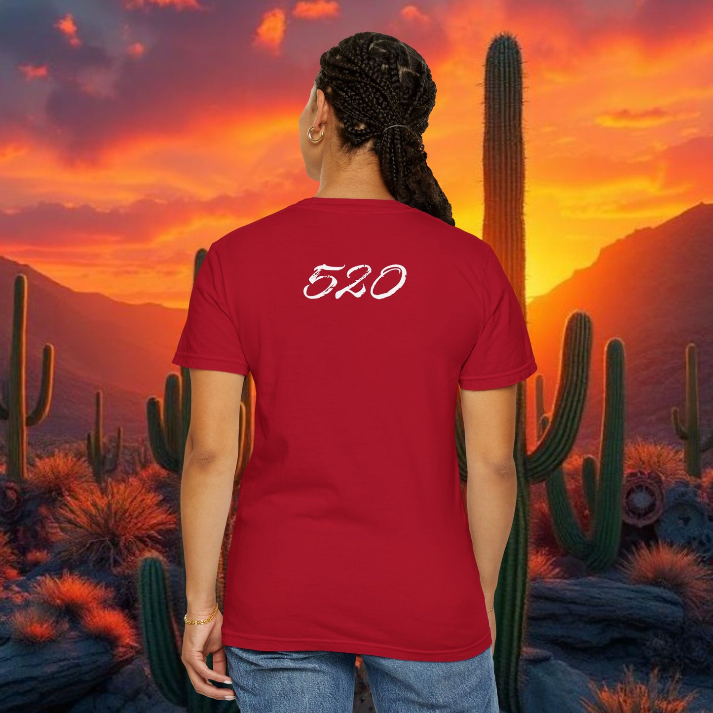 Tucson Arizona Area Code T-Shirt — 520 Back Print, Southwestern Travel Tee, Soft-Style