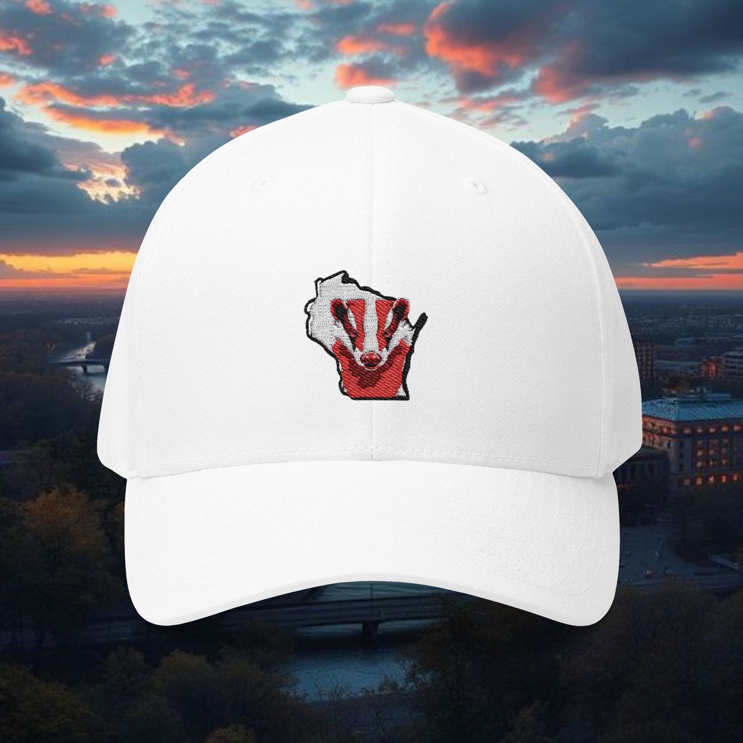 Badger Hat - Structured Embroidered Hat, Sports Hat, College Gear, Gift for Wisconsin Fans, USA Map Cap