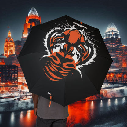 Bengal Tiger Foldable Umbrella | Unique Traveler Gift, Rain Gear, Stylish Accessories, Gameday Essentials, Cincinnati Ohio