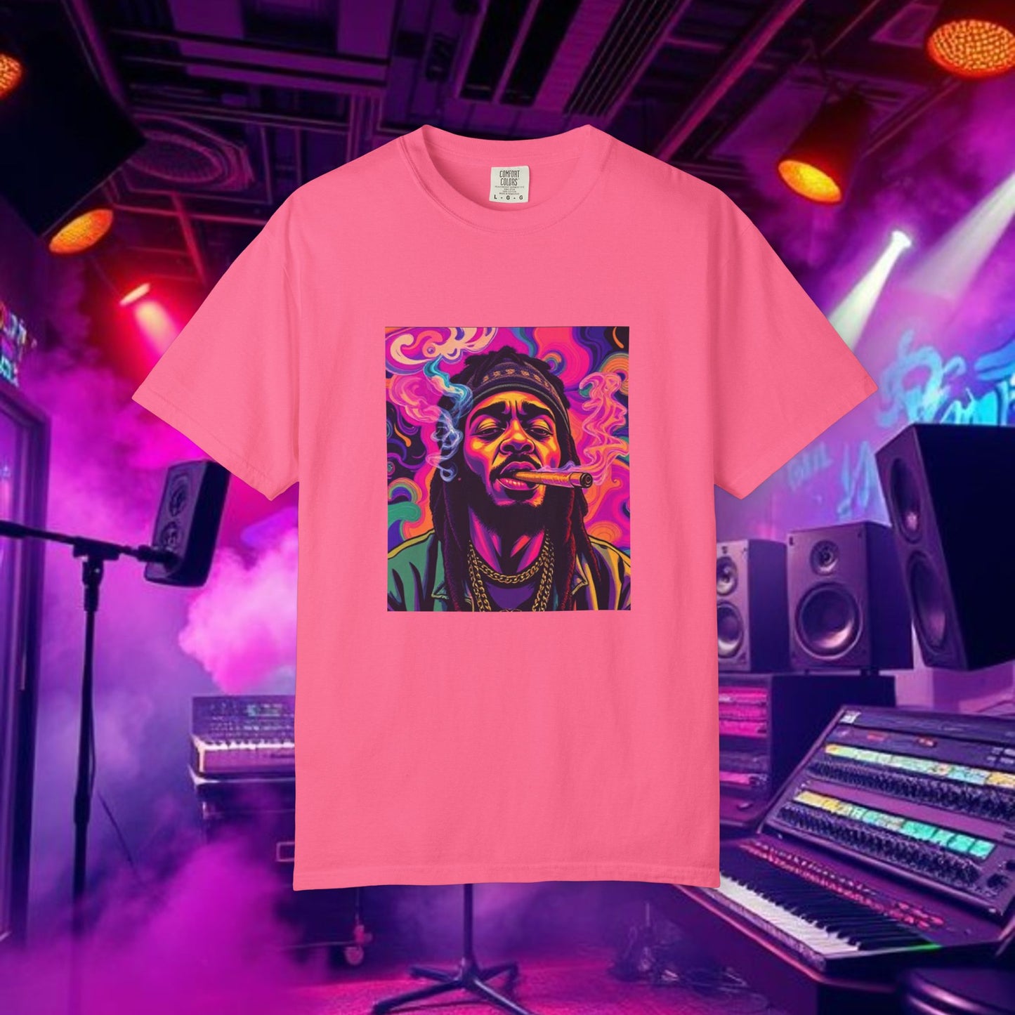 Vibrant Unisex Graphic Tee, Funky Smoke Art Shirt, Casual Streetwear, Gift for Music Lovers, Trendy Summer Top, Unique Festival Wear