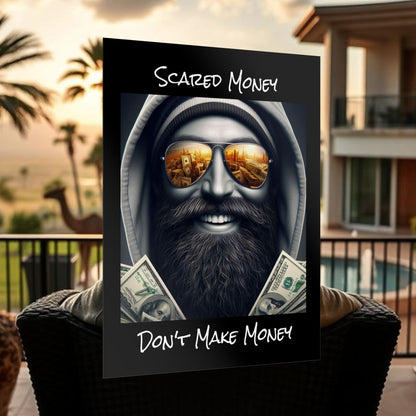 Bearded Money Motivational Wall Art, Scared Money Don't Make Money Poster, Home Decor, Gift for Entrepreneurs, Business Inspiration
