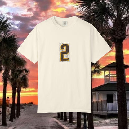 Number 2 Graphic T-Shirt — Bold Retro Patch Front & X Back Tee