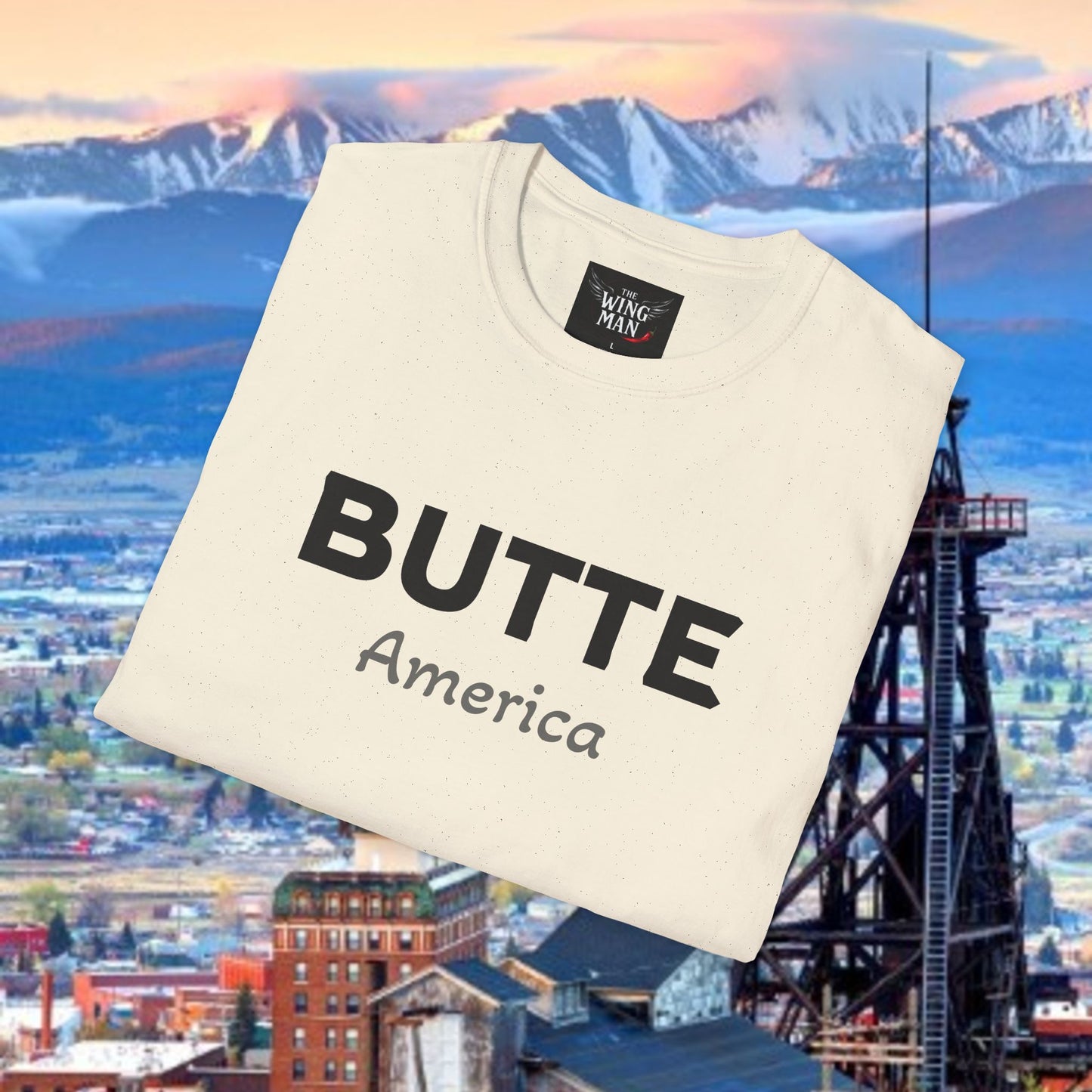 Butte, America Unisex Softstyle T-Shirt - Cozy Apparel for Locals, Travel Souvenir, Gift Idea, Casual Wear, Adventure Tee