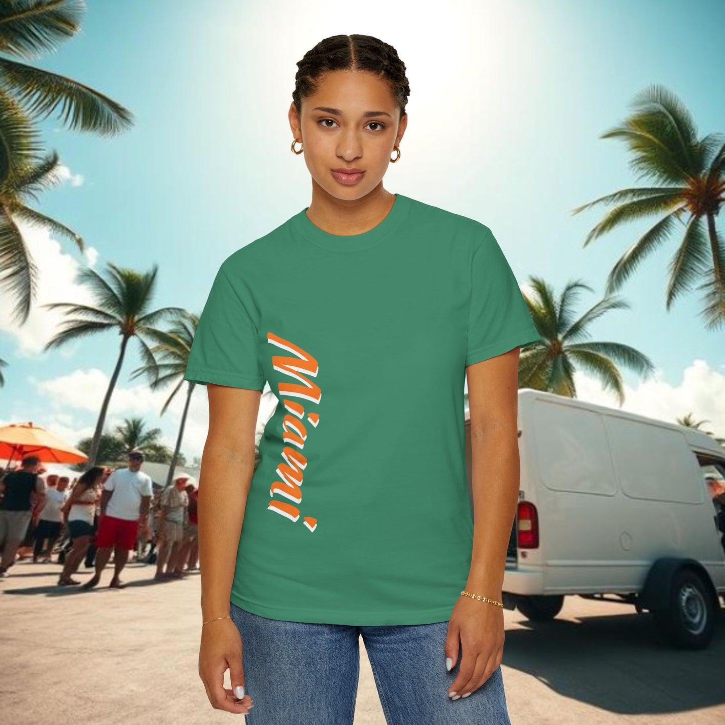 Miami Vibe Unisex Garment-Dyed T-shirt, Casual Wear, Summer Fashion, Nature Lovers, Beach Party, Gift Idea