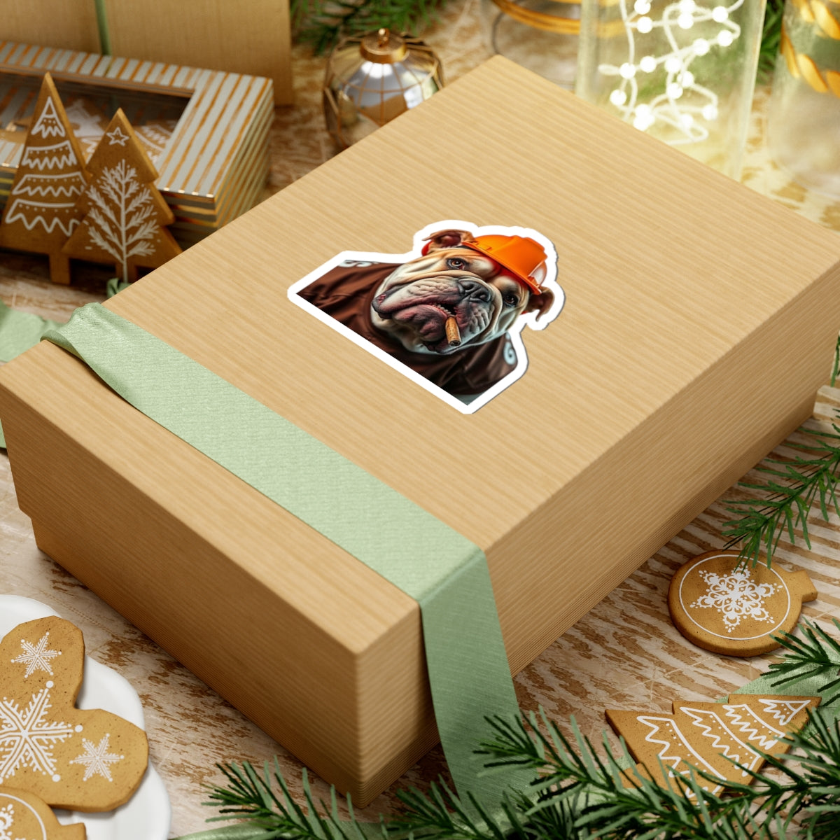 Bulldog Construction Kiss-Cut Stickers | Funny Dog Stickers, Laptop Decals, Unique Gift, Pet Lover Decor, Cute Home Office