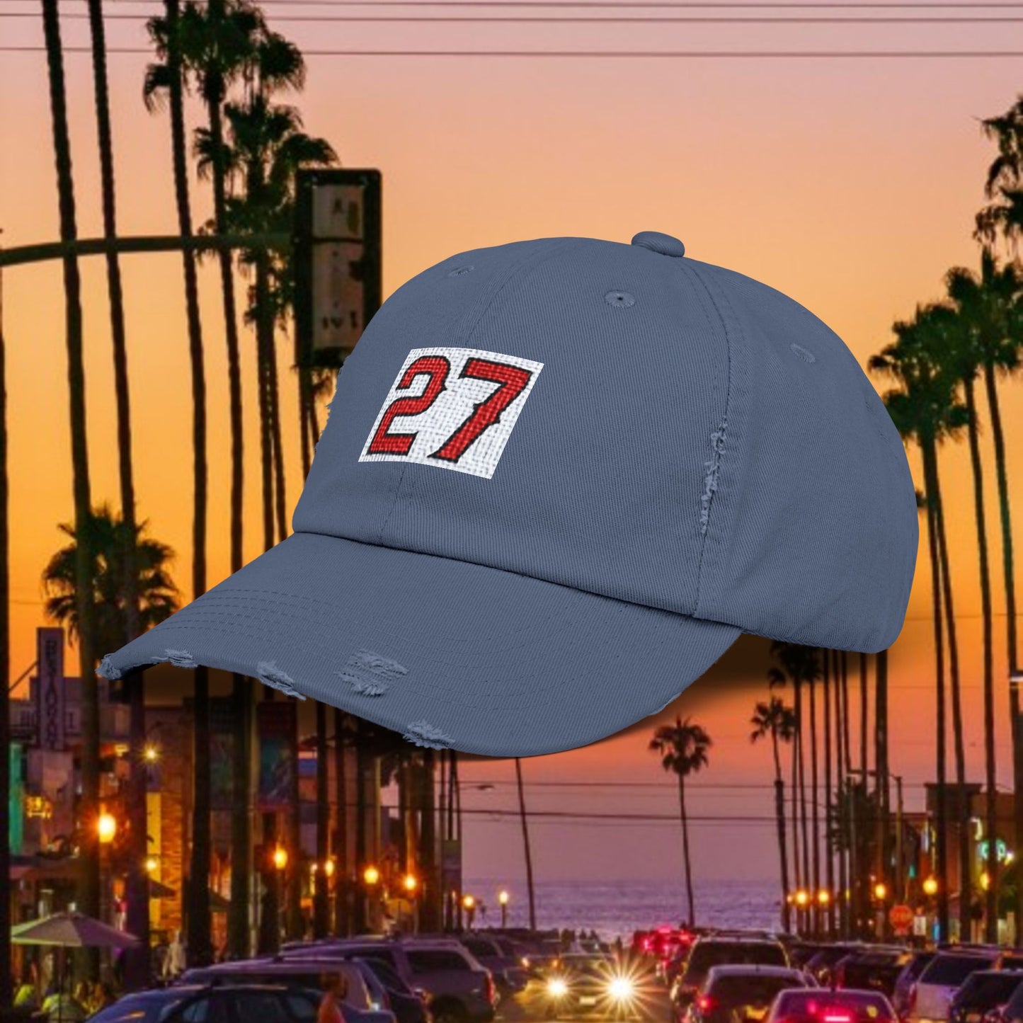 #27 Vintage Distressed Cap, Casual Hat, Everyday Wear, Sports Enthusiast Gift, LA Fans, Baseball Fans