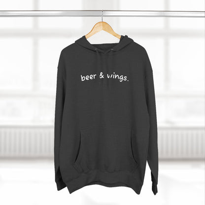 Beer and Wings Fleece Hoodie | Cozy Sweatshirt for Foodies, Gift for Beer Lovers, Casual Wear, Unisex Pullover