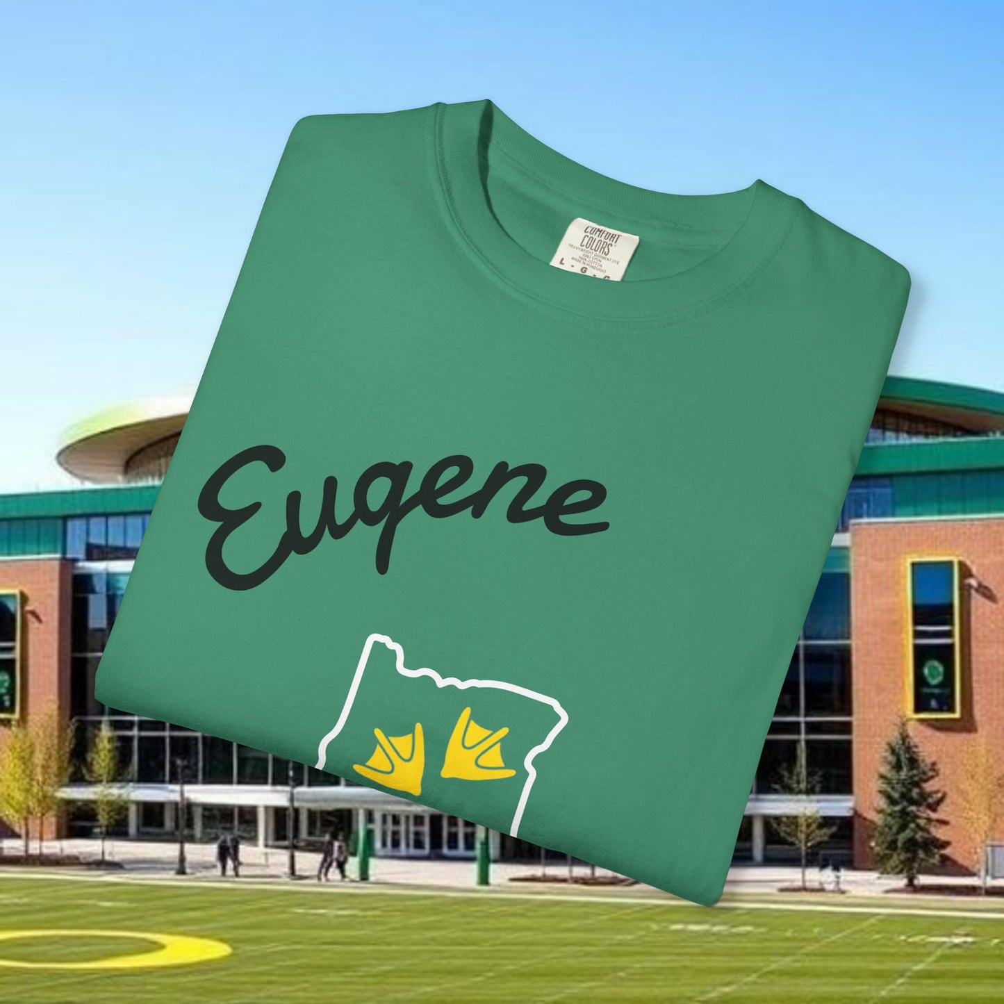 Eugene Oregon T-Shirt, Duck Foot Print T-Sirt. Soft Style. Perfect for Gameday or Relaxing at Home.