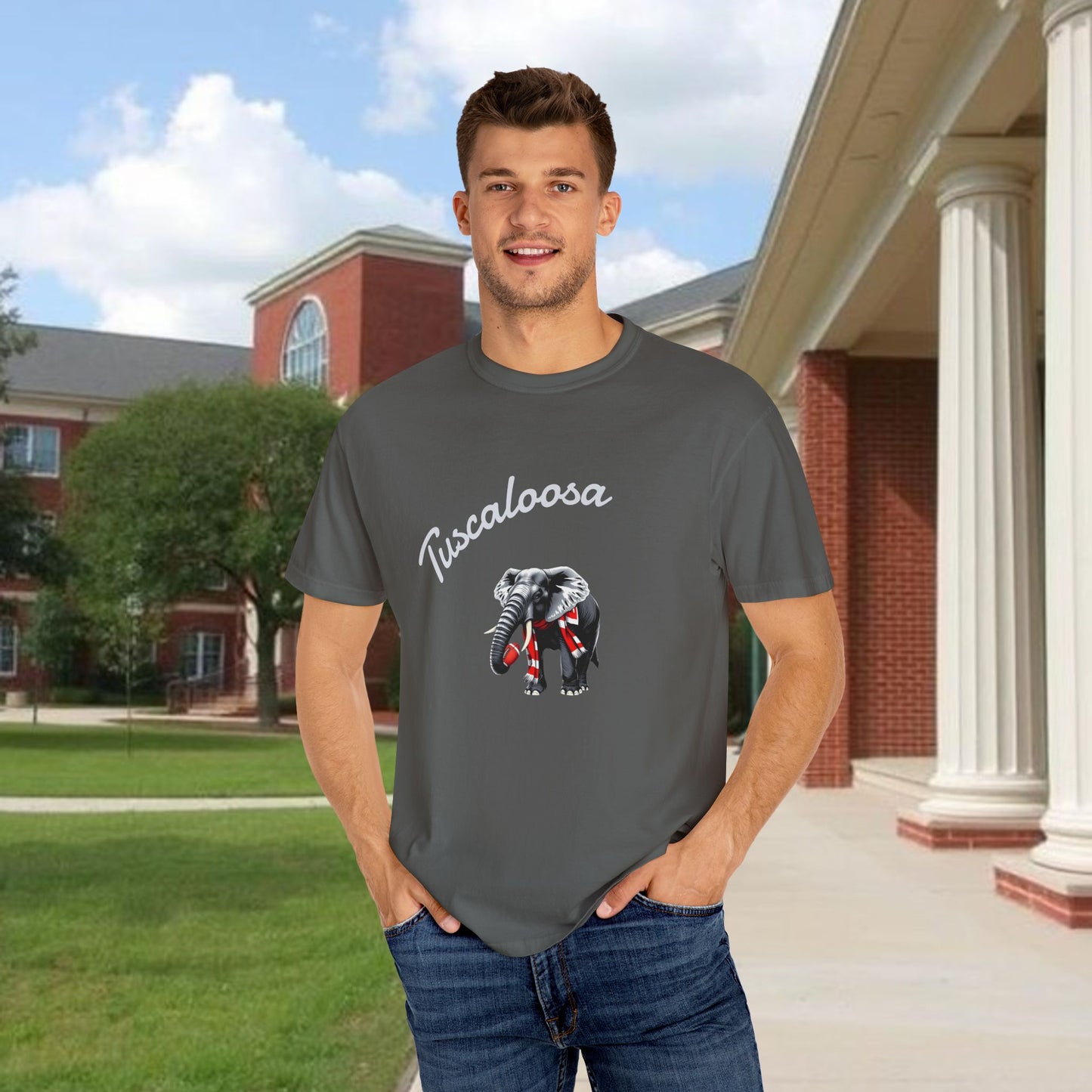 Tuscaloosa Elephant T-Shirt — University Pride Vintage Campus Tee, Soft-Style, Perfect T-Shirt for Gameday and the Tailgate