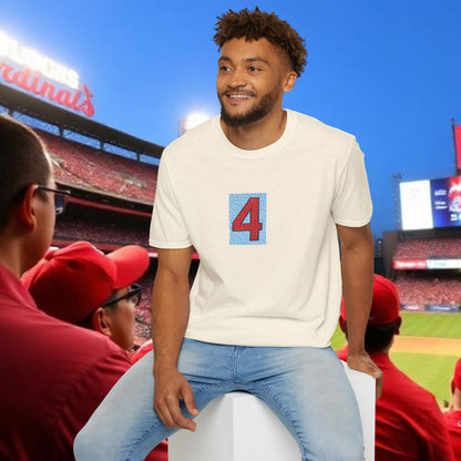 Legends Number 4 Unisex Softstyle T-Shirt, Casual Tee, Gift for Baseball Fans, Birthday Present, Everyday Wear, Unique Style