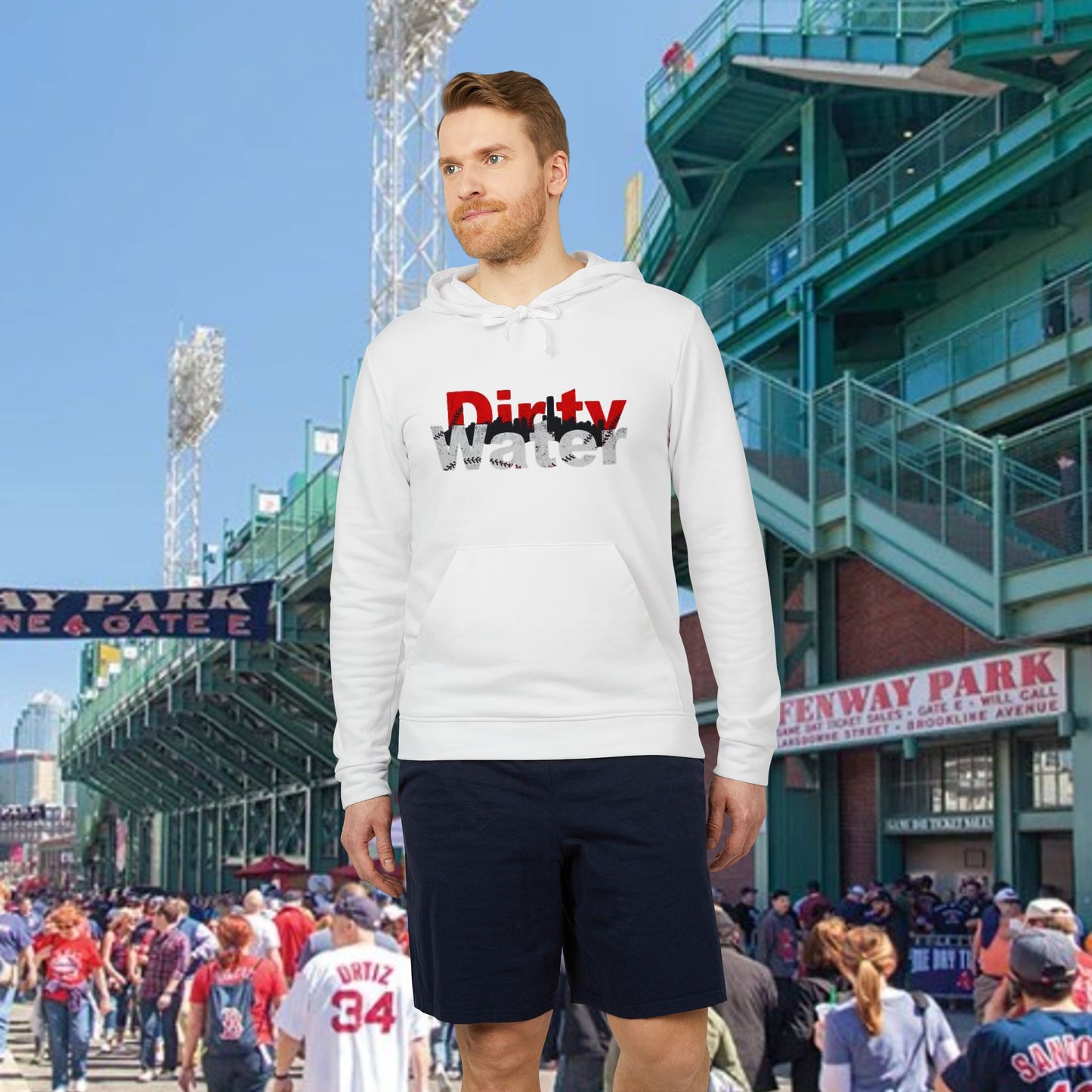 Dirty Water Unisex Fleece Hoodie with Boston Dirty Water Design, Cozy Casual Wear, Gift for Baseball Fans