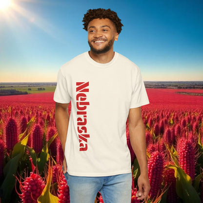 Lincoln Nebraska Area Code T-Shirt — White Tee with Red "Nebraska" & 402 Back Print, Soft-Style T-Shirt