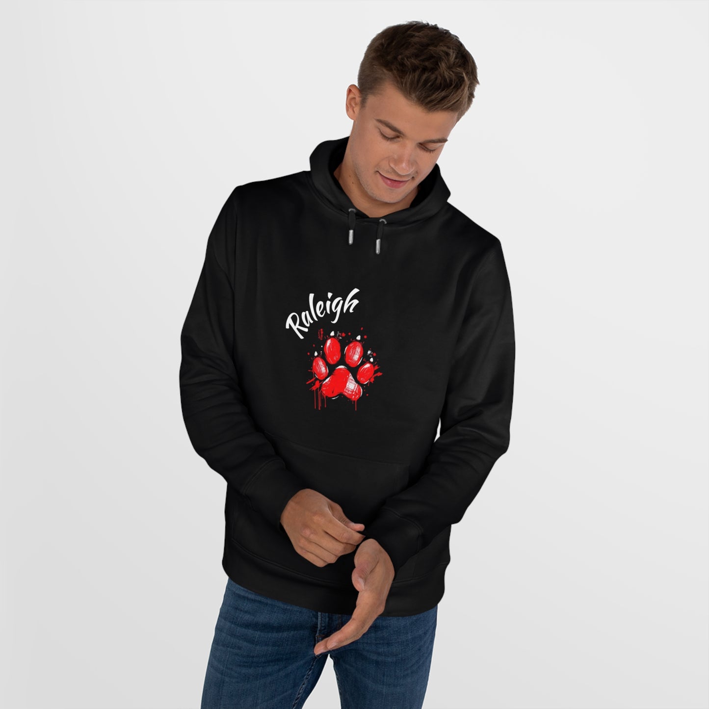 Wolf Print King Hooded Sweatshirt, Sports Fan Gift, Raleigh Hoodie, Birthday or Holiday Present, Soft Hoodie