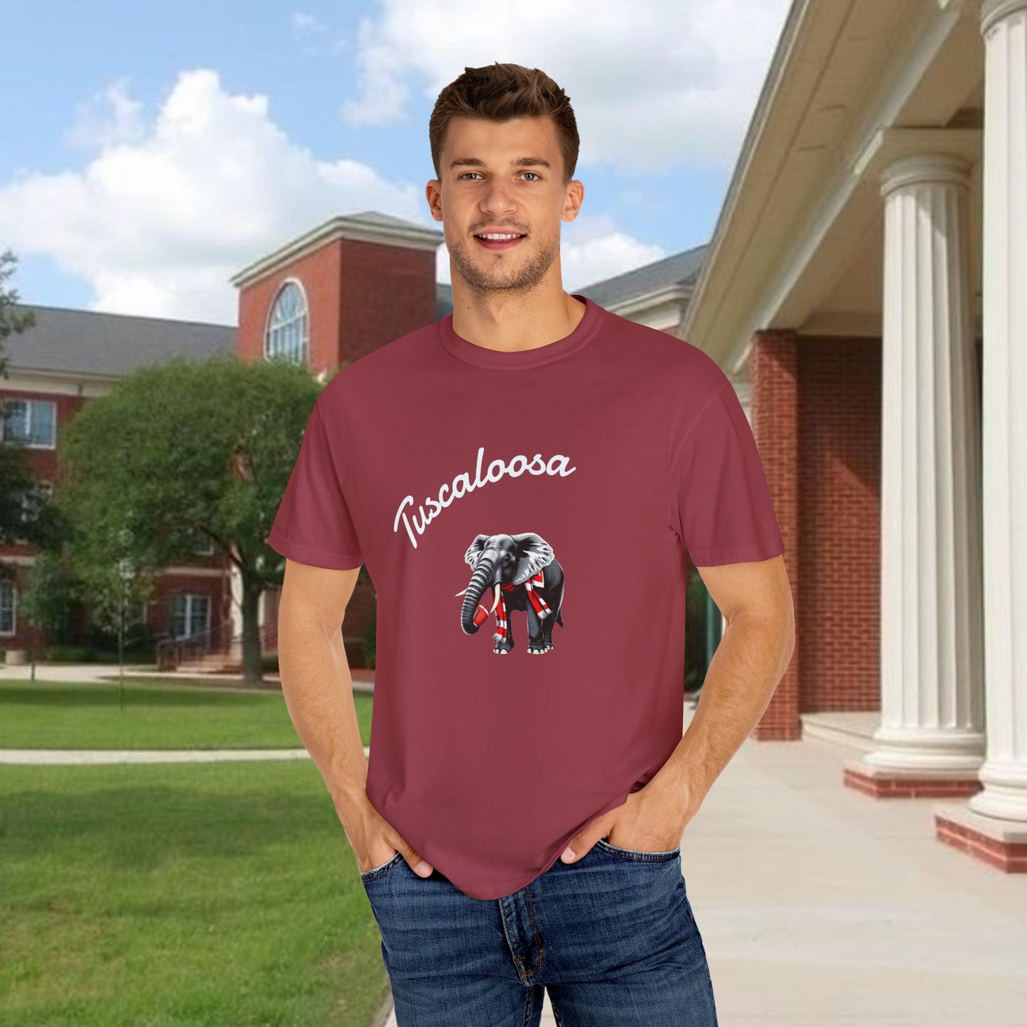 Tuscaloosa Elephant T-Shirt — University Pride Vintage Campus Tee, Soft-Style, Perfect T-Shirt for Gameday and the Tailgate