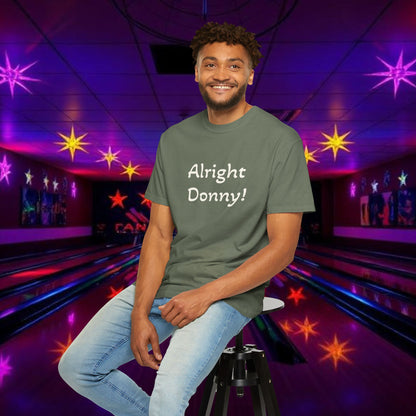 Vintage Garment-Dyed T‑Shirt — Minimal Retro Bowling Vibe, Lebowski Reference, Alright Donny