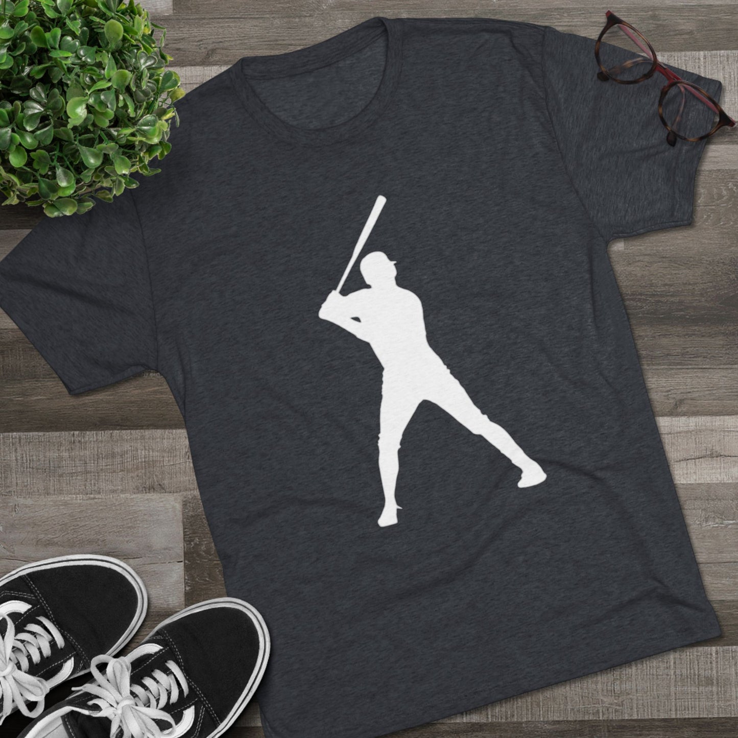 Baseball Stars 99 Batter Tee — Athletic Player Silhouette T-Shirt with '99' Back Number, Tri-Blend
