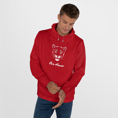 Cougar Silhouette Hoodie - Cozy Sweatshirt, Great for Gifts, Casual Wear, Lounge, Sports Fans, Red Sweatshirt