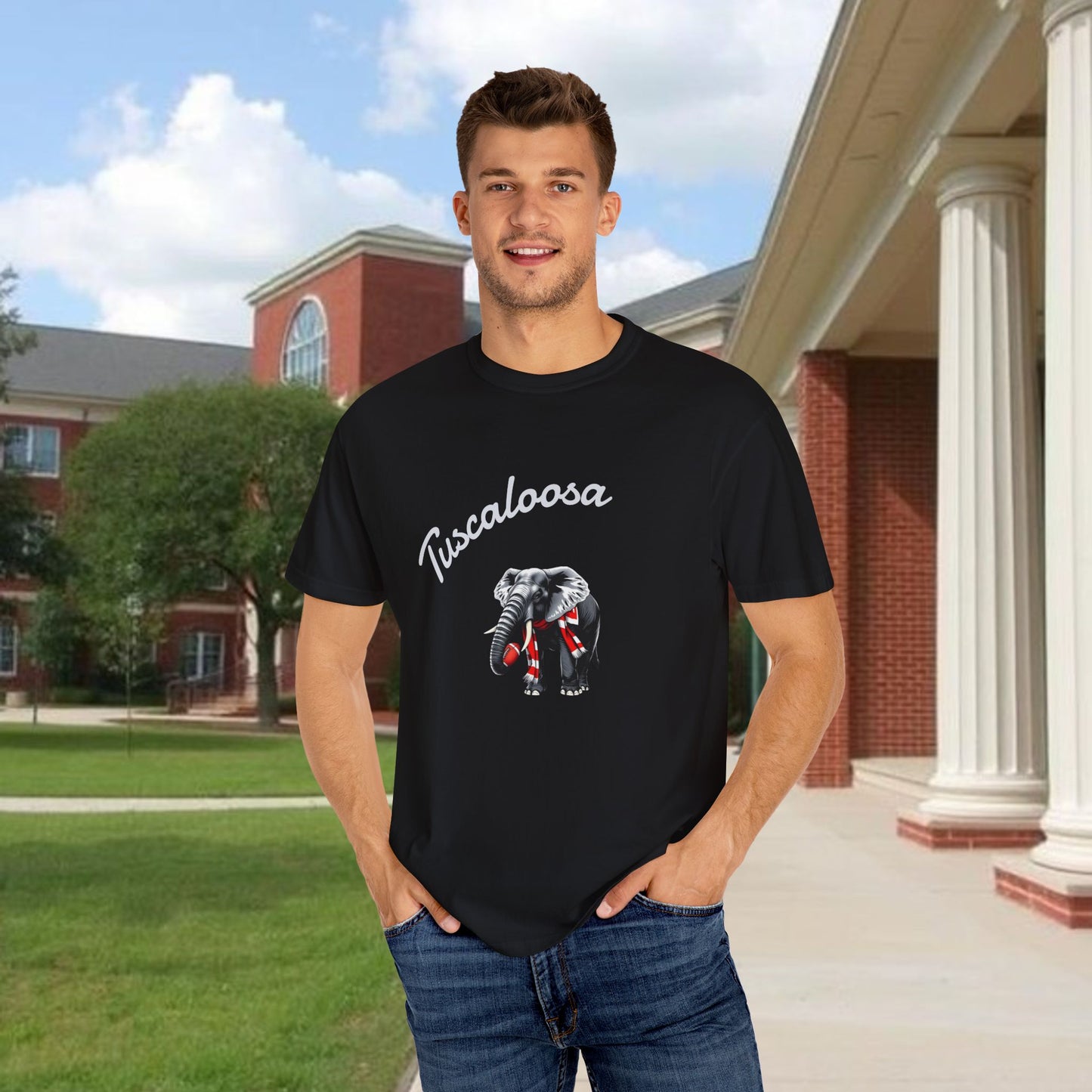 Tuscaloosa Elephant T-Shirt — University Pride Vintage Campus Tee, Soft-Style, Perfect T-Shirt for Gameday and the Tailgate