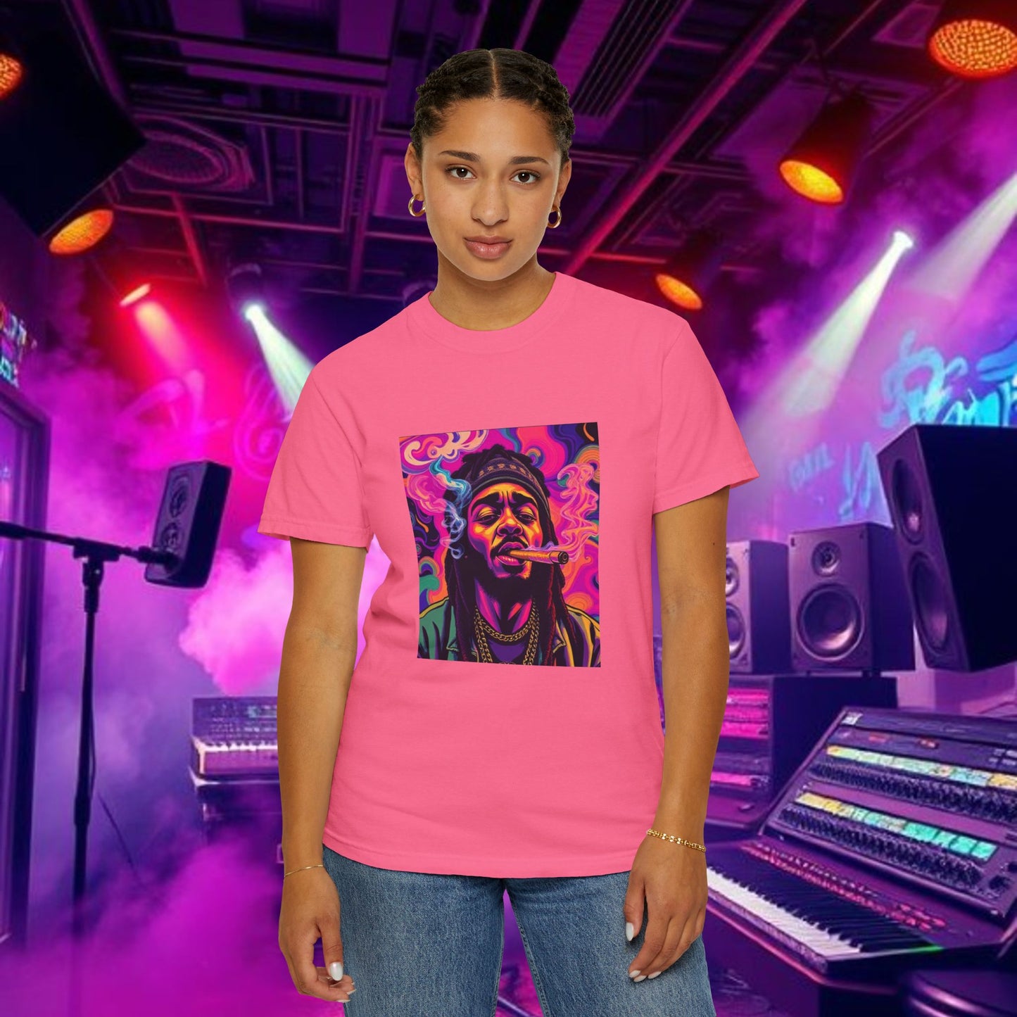 Vibrant Unisex Graphic Tee, Funky Smoke Art Shirt, Casual Streetwear, Gift for Music Lovers, Trendy Summer Top, Unique Festival Wear