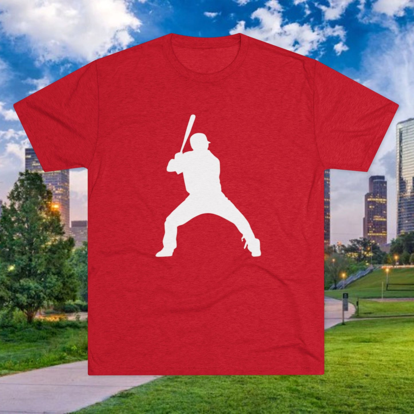 Baseball Batter Tee — Silhouette Front with Number 5 Back