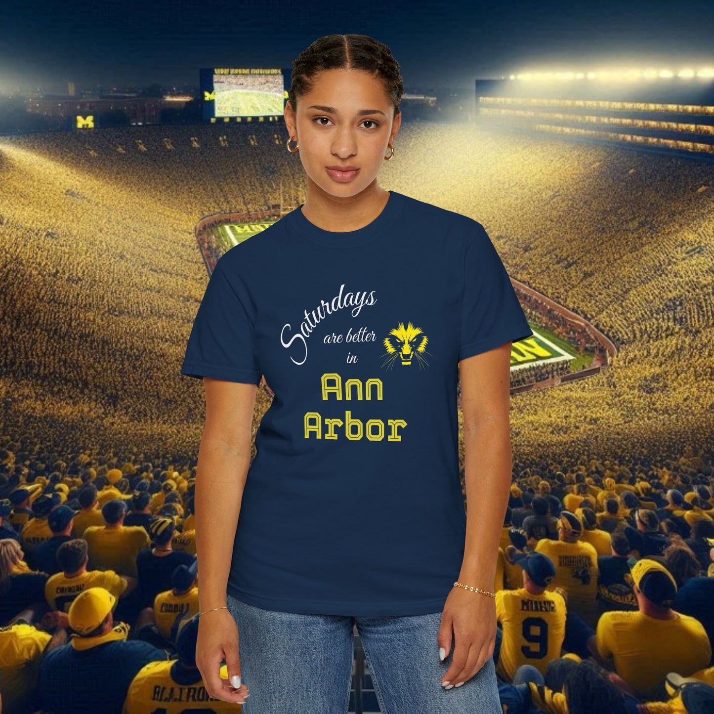 Ann Arbor Saturdays T-Shirt, Unisex Football Tee, Michigan Pride Shirt, College Game Day Apparel, Sports Fan Gift