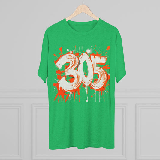 305 Graffiti Tri-Blend Crew Tee, Miami Area Code, Ultra soft T-Shirt for Tailgates, Gamedays, Festivals, and everyday style.