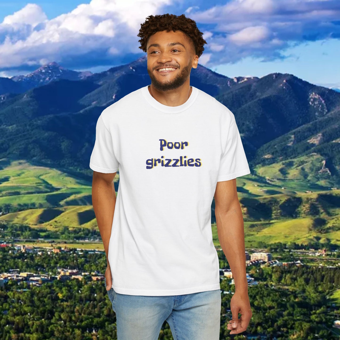 Poor grizzlies Garment-Dyed T-Shirt - Soft Casual Wear, Eco-Friendly Gift, Game Day Gear, Comfortable Tee