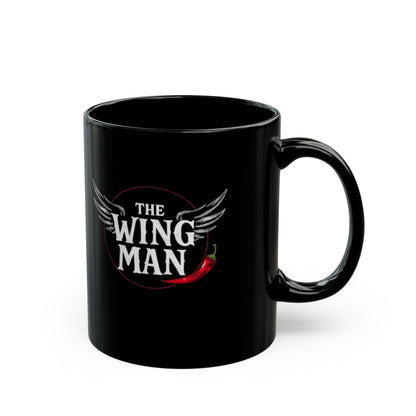 The Wing Man Black Coffee Mug — Spicy Chili Logo 11oz & 15oz