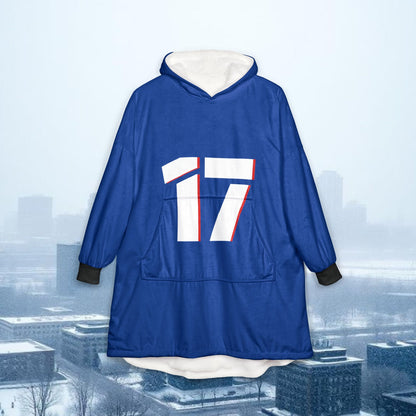 Hooded Blanket - Cozy Blue '17' Sports Number Lounge Throw, Perfect for a Snow Game