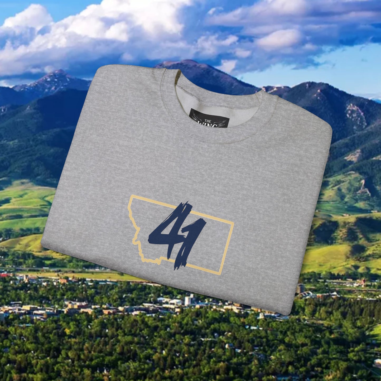Montana 41 Crewneck Sweatshirt — State Outline Graphic