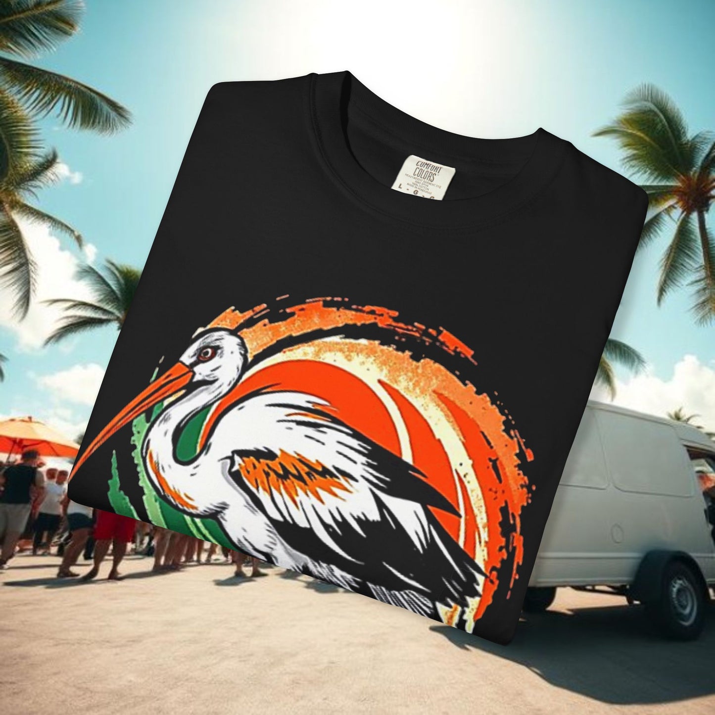 Ibis Artistic Graphic Design Tee, Unisex Garment-Dyed T-shirt, Perfect for Gameday or Beach, Sports Fan Shirt