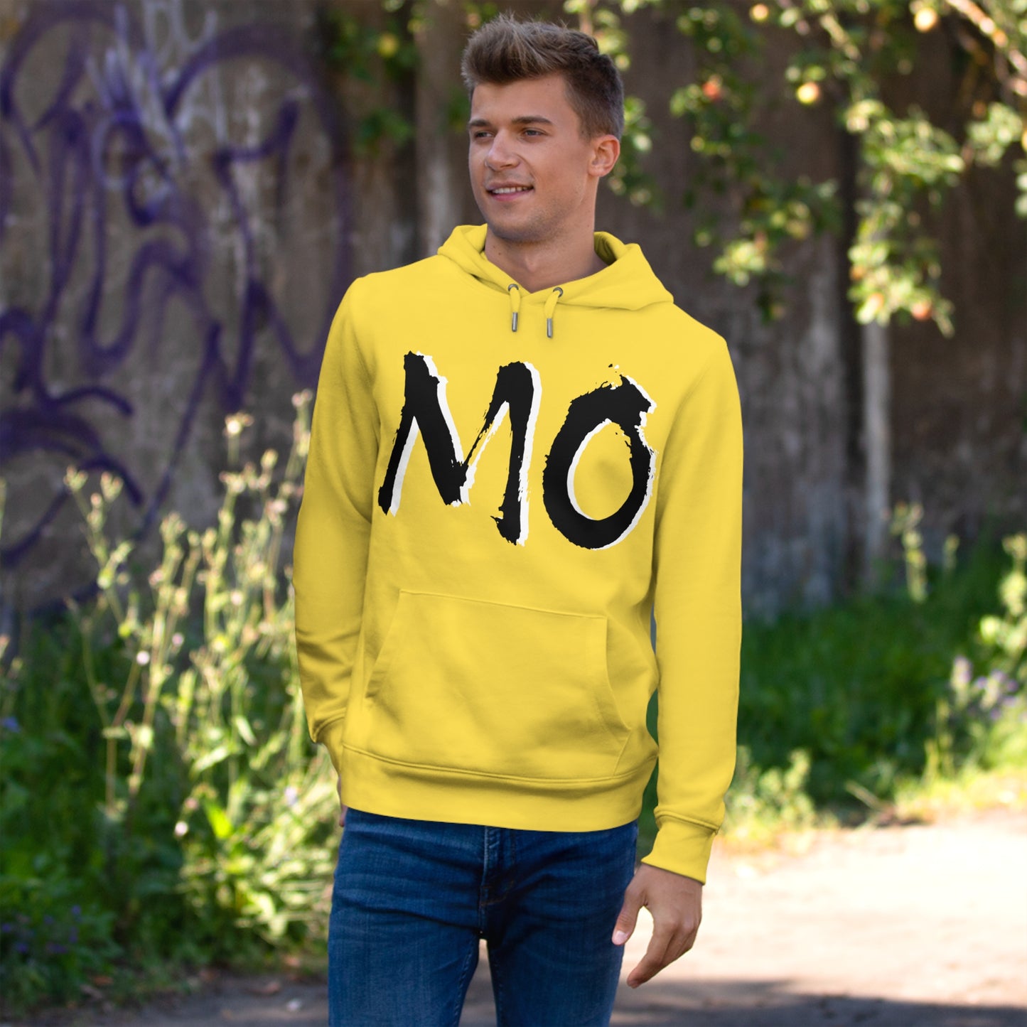 MO Graphic Hoodie — Bold Brushstroke Lettering Pullover, Perfect for Gamedays