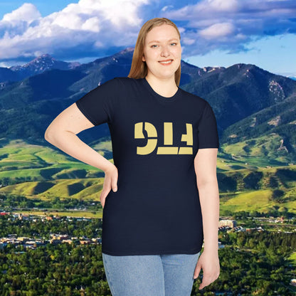 Upside Down FTG Unisex Softstyle T-Shirt - Trendy Fashion Tee, Everyday Comfort, Gift for Bobcat Fans, Gameday Wear, Relaxed Style