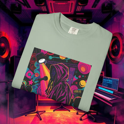 Colorful Unisex Garment-Dyed T-shirt, Artistic Graphic Tee, Music Festival Shirt, Casual Everyday Wear, Vibrant Streetwear, Unique Gift Idea