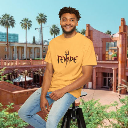 Unisex Garment-Dyed T-shirt with 'TEMPE' Design, Casual Summer Tee, Cool Streetwear Top, Perfect for Festivals