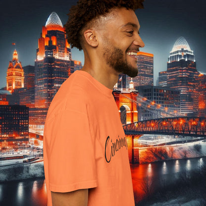 Cincinnati Script T-Shirt — Retro City Name Tee, Tri-Blend, Ultra Comfort, Perfect for Gameday
