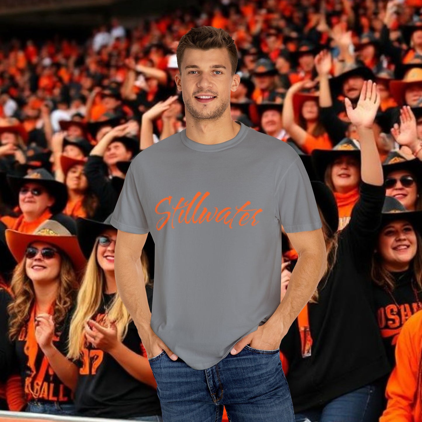 Stillwater Script T‑Shirt — Casual City Pride Tee, Soft-Style Shirt, Perfect for Gameday