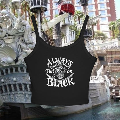 Black and Silver Women's Spaghetti Strap Tank Top, Always Bet on Black, Casual Summer Wear, Festival Clothing, Las Vegas Apparel