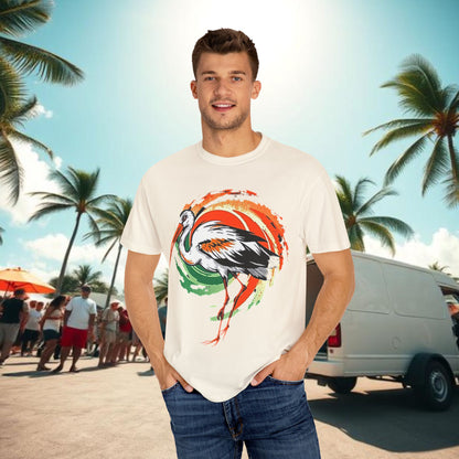 Ibis Artistic Graphic Design Tee, Unisex Garment-Dyed T-shirt, Perfect for Gameday or Beach, Sports Fan Shirt