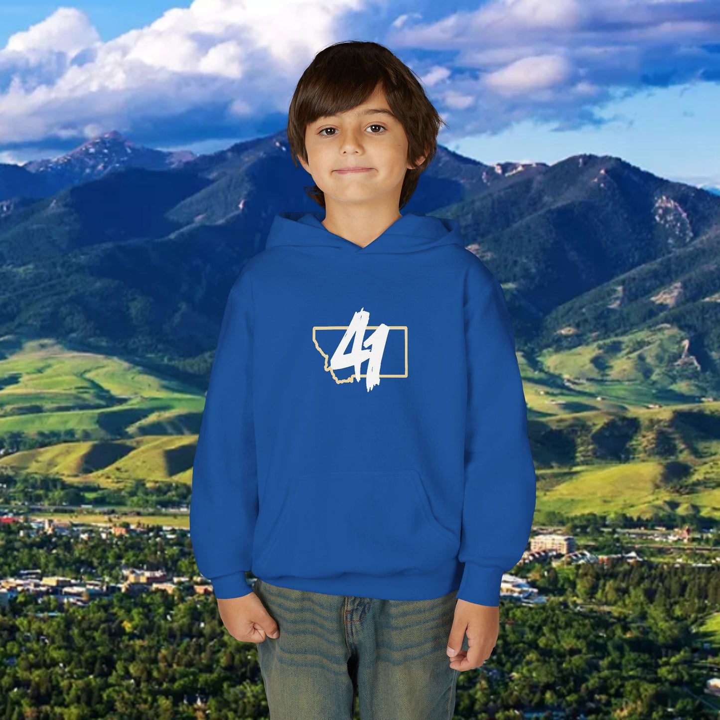 Youth Hoodie - '41' Minimalist Graphic Pullover