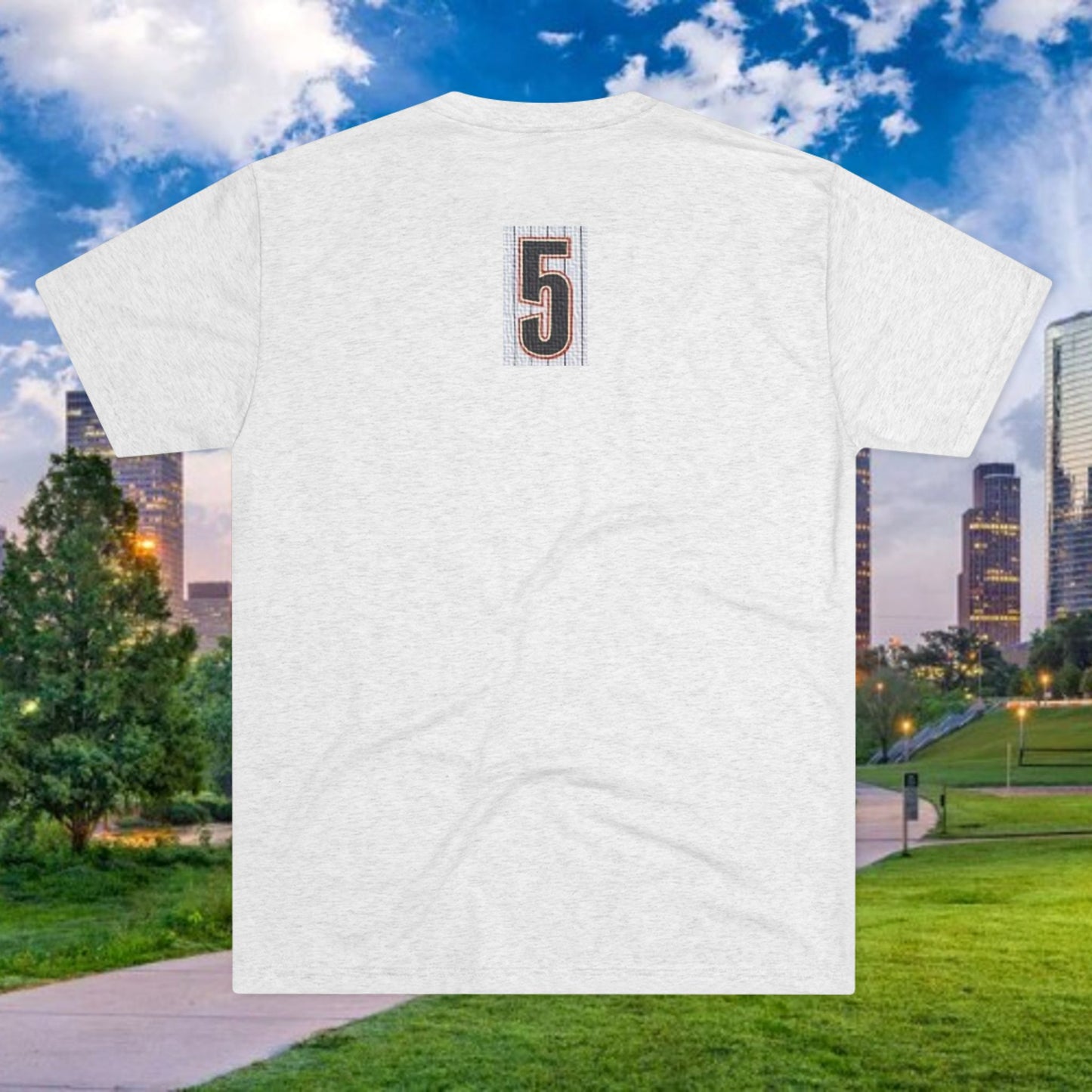 Baseball Batter Tee — Silhouette Front with Number 5 Back