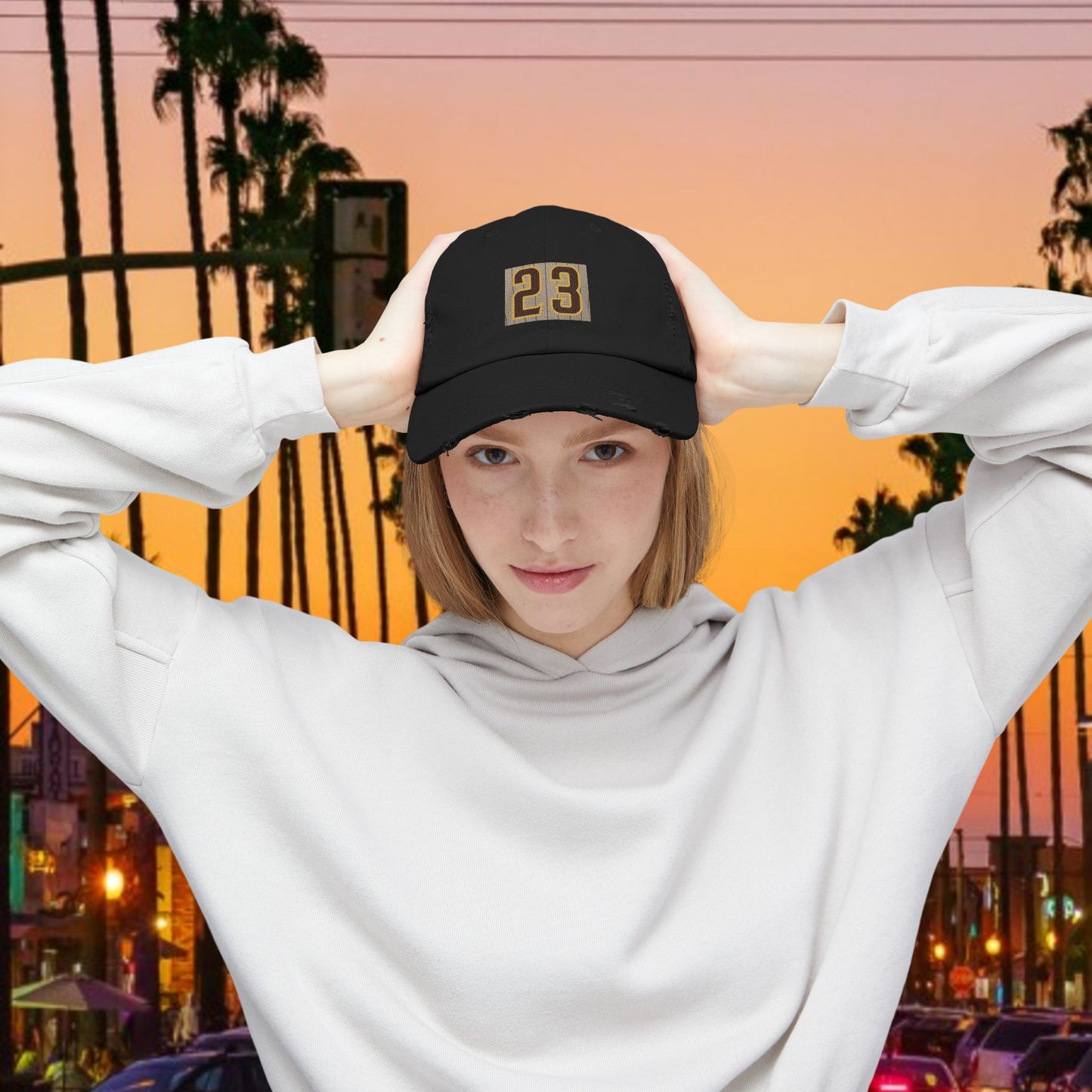 Baseball Stars Unisex Distressed Cap with Vintage 23 Design, Casual Hat for Men & Women, Perfect Gift for Padres Fans, Everyday Wear