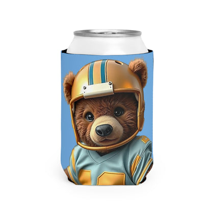 Adorable Teddy Bear Football Can Cooler Sleeve | Perfect for Game Day, Tailgating, Parties, Gifts, Summer Fun