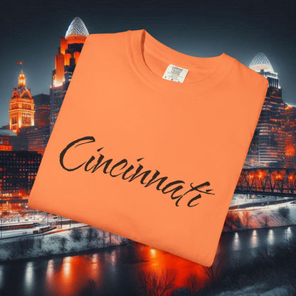 Cincinnati Script T-Shirt — Retro City Name Tee, Tri-Blend, Ultra Comfort, Perfect for Gameday