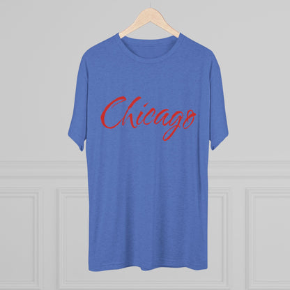 Chicago Script Tee – Handwritten City Shirt, Tr-Blend, Super Soft T-Shirt, Perfect for Gameday