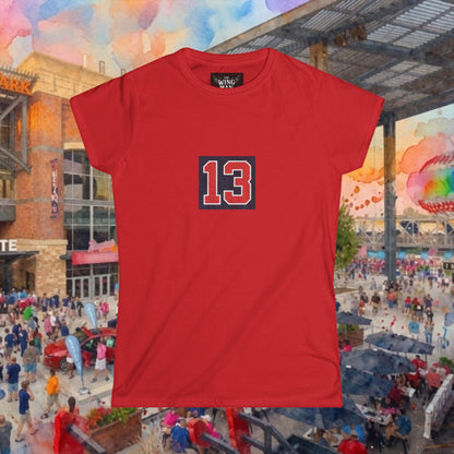 Baseball Stars Women's Softstyle Tee with Number 13 | Cozy Sports Tee | Perfect for Game Day, Birthdays, and Team Support