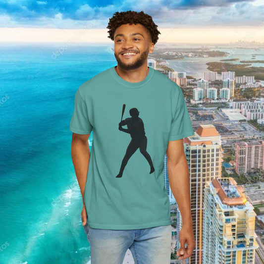 Legends Baseball Silhouette T-Shirt — Garment-Dyed Player Tee, Retro Baseball T-Shirt