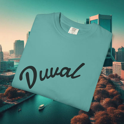 Duval Script T‑Shirt — Jacksonville Retro City Tee, Perfect for Gameday or Everyday Use. Soft style T-Shirt.