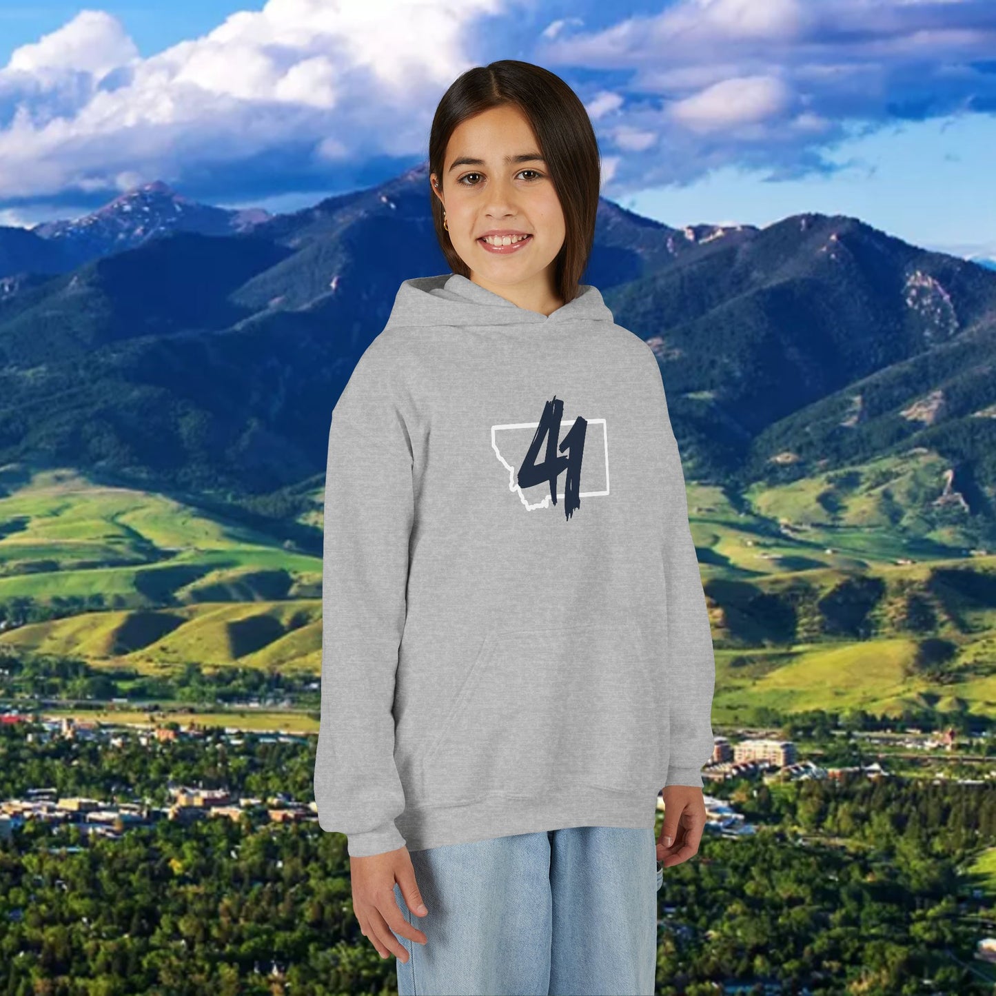 Youth Hoodie - '41' Minimalist Graphic Pullover