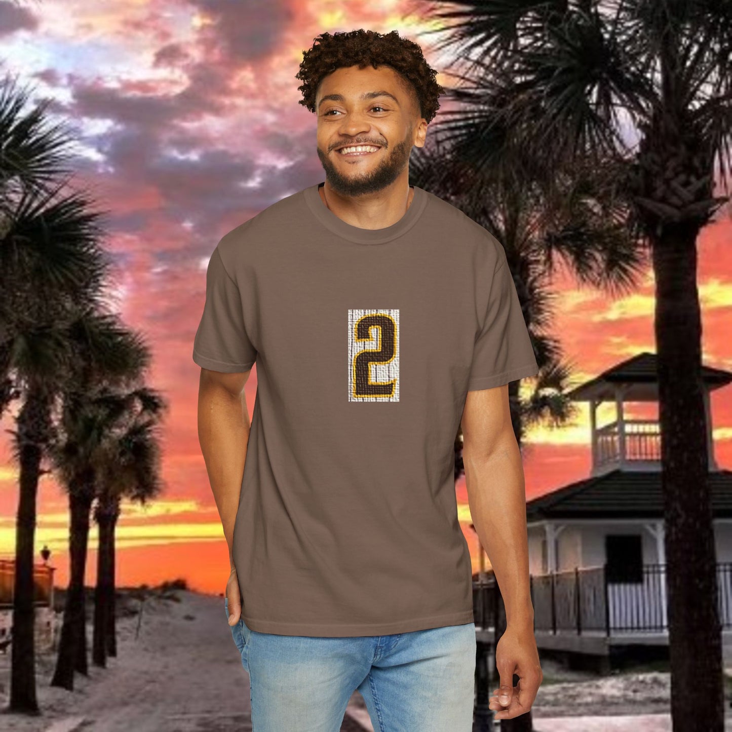 Number 2 Graphic T-Shirt — Bold Retro Patch Front & X Back Tee